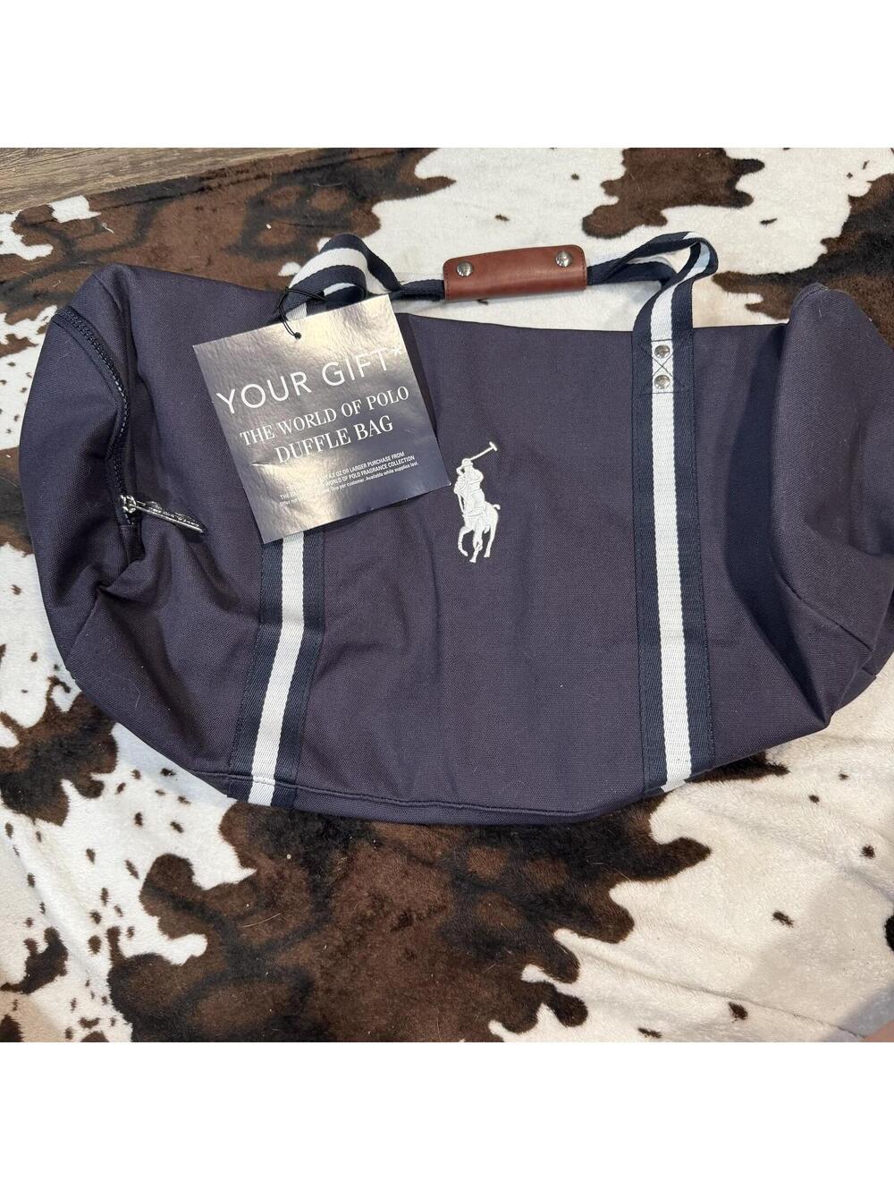 Ralph Lauren World of Polo Duffle Bag Navy Canvas Weekender Travel NWT